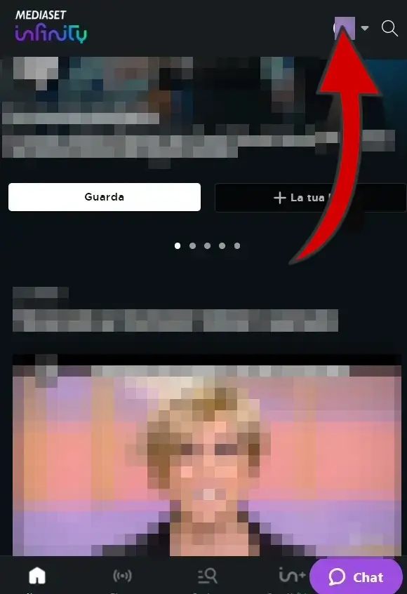 Vai sul sito di Mediaset, effettua l'accesso e clicca sulla tua immagine profilo in alto a destra