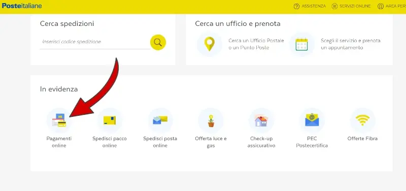 1 pagare bollettino da PC - vai sul sito della posta e clicca su pagamento online