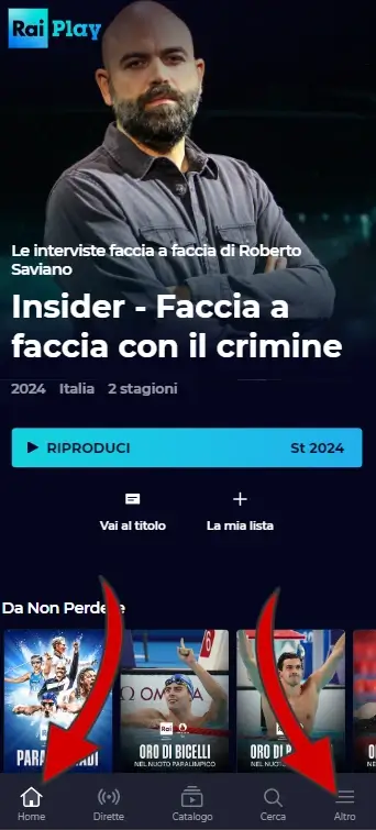 Apri il sito di RaiPlay o l'app sul telefono, ed effettua l'accesso se sei registrato.