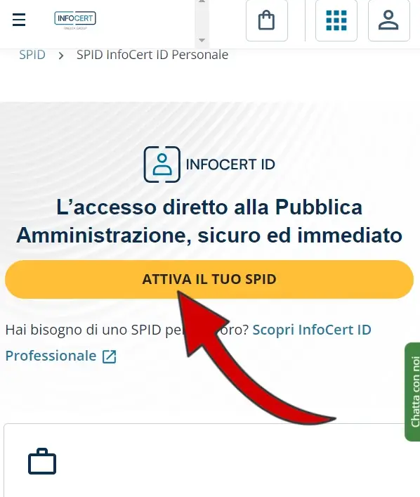 4 richiesta Spid InfoCert: clicca su attivva il tuo Spid