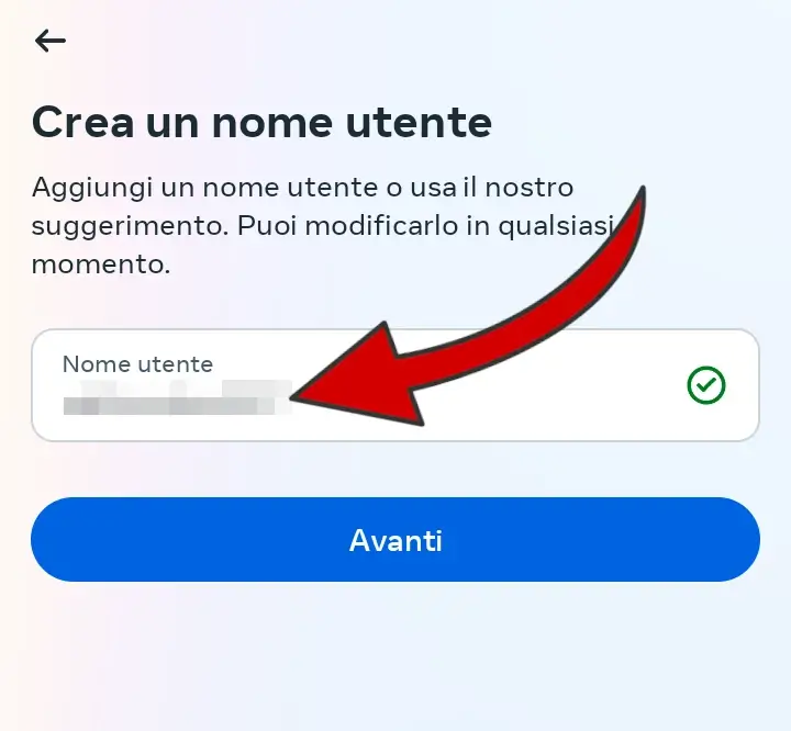 Scegli il tuo nome utente pubblico visibile sul tuo profilo instagram.