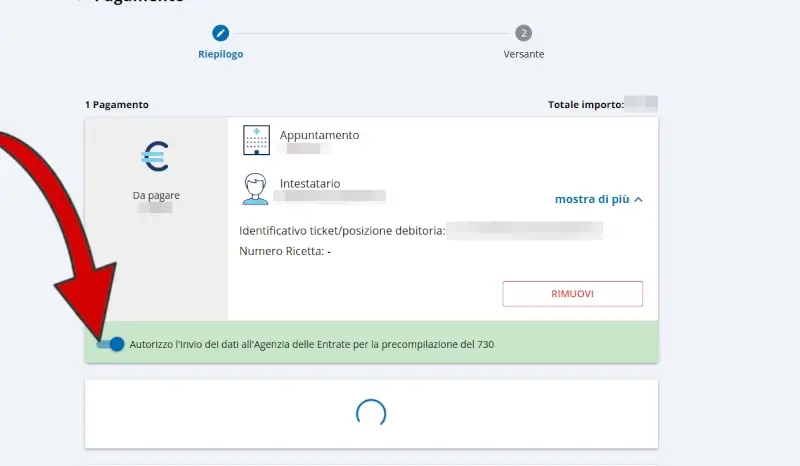 Puoi inviare automaticamente le informazioni sul pagamento all'agenzia entrate per redditi