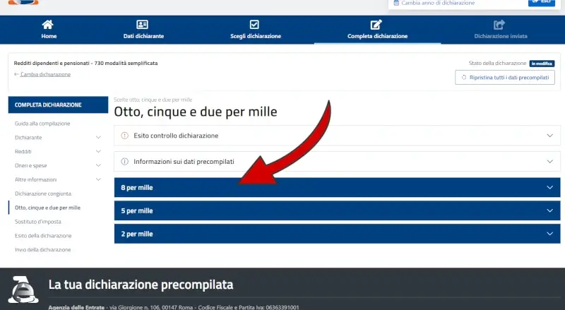 Scegli a chi destinare l'otto, il cinque e il due per mille, tramite il tuo 730 online