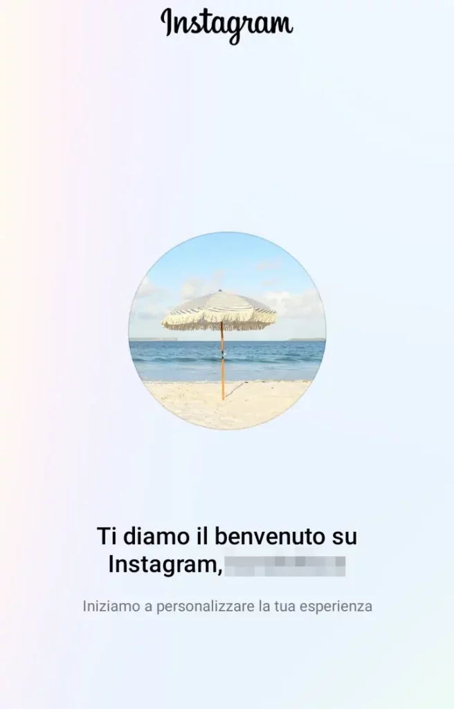 Ora l'iscrizione è fatta e devi configurare il tuo profilo instagram.