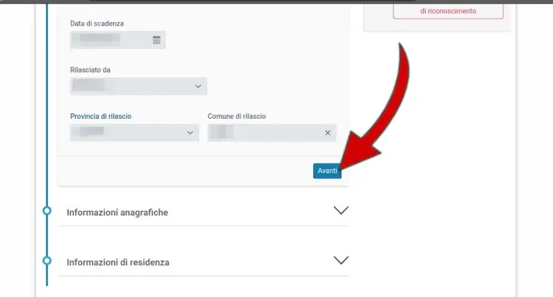 4 inserire il documento di riconoscimento: conferma i dati compilati automaticamente dalla foto