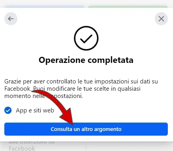 Completato un altro passaggio consulta un altro argomento per terminare il controllo privacy.