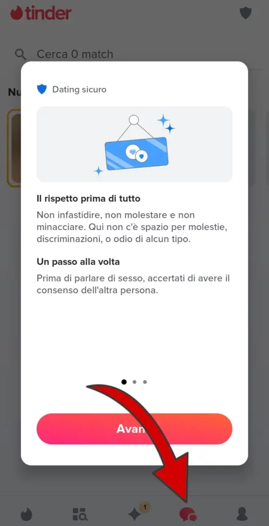 Dai messaggi puoi vedere i match e scambiare messaggi con altri utenti Tinder