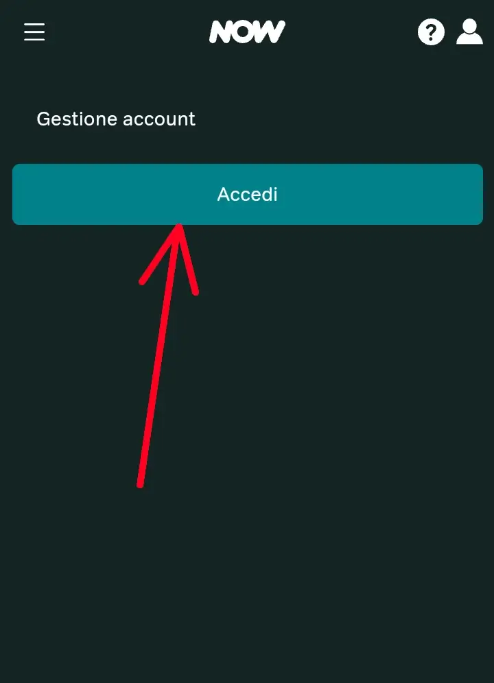 Clicca su accedi per fare l'accesso al tuo account Now e disdire l'abbonamento.