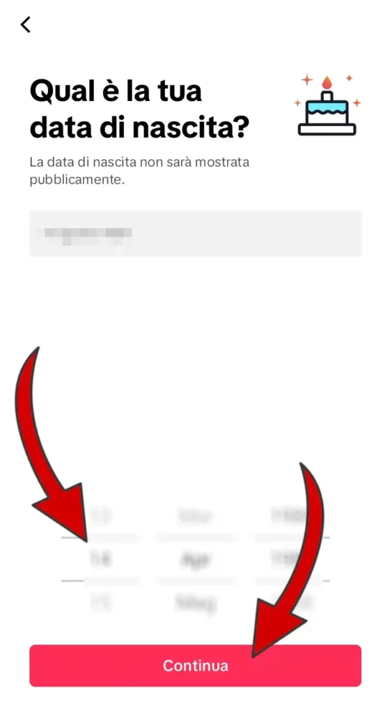 Per registrarsi a TikTok è necessario inserire la propria data di nascita.