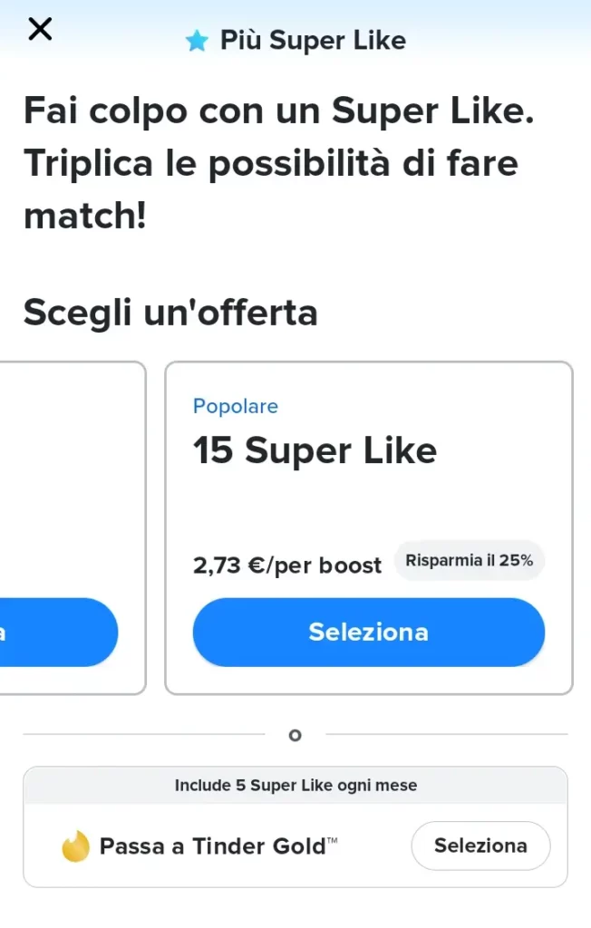 I super like mostrano direttamente e visibilmente il tuo apprezzamento.