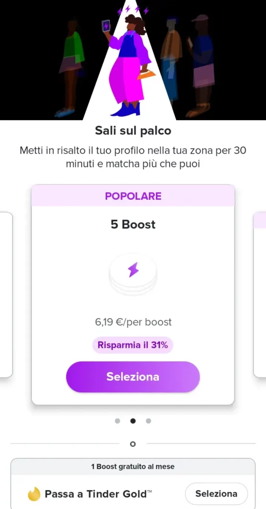 I boost permettono al tuo profilo Tinder di apparire più volte e per più tempo