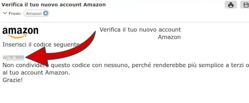 Devi ricevere un codice di conferma tramite sms da inserire su Amazon