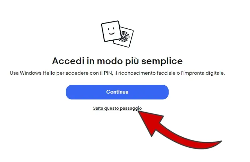 4 iscrizione da Pc -  puoi impostare un pin o altro per accedere più velocemente a ebay