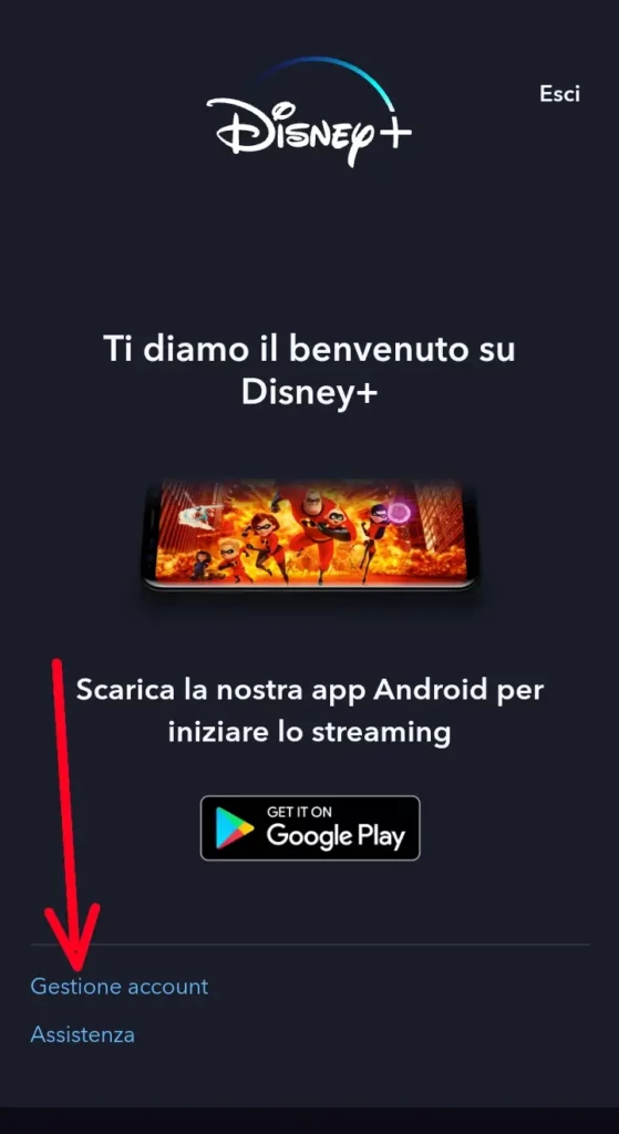 Clicca su gestione account per vedere l'abbonamento attivo.