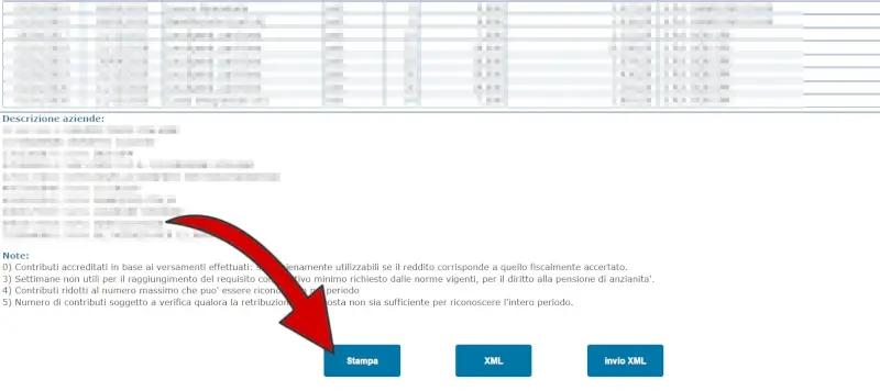 Clicca su stampa per scaricare l'estratto conto contributivo inps