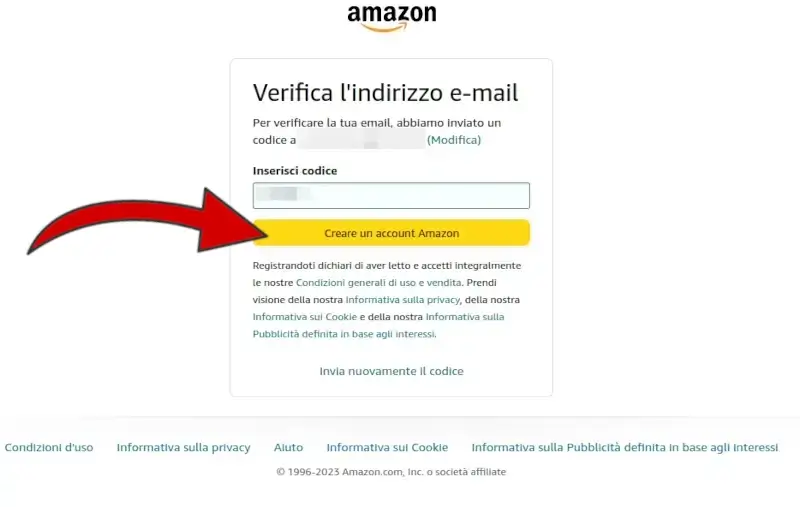 Inserisci il codice di verifica ricevuto alla mail per completare l'iscrizione.