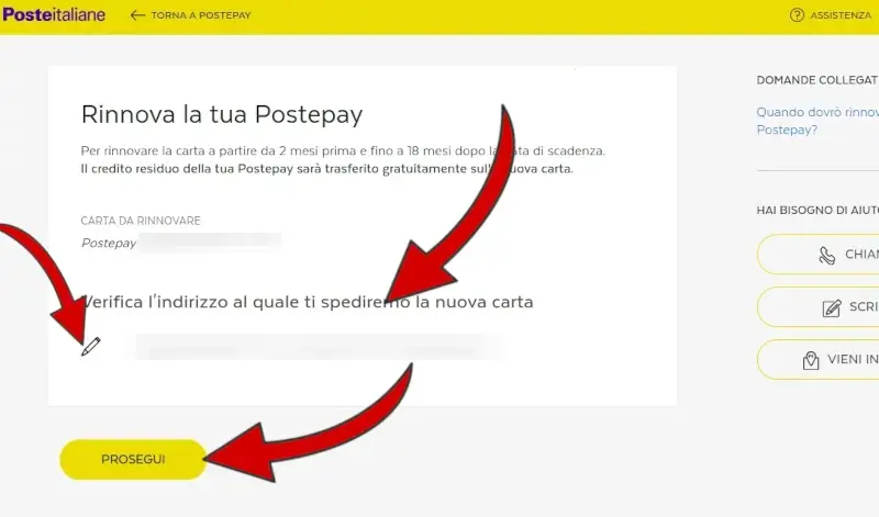 5 Rinnovo PostePay da Sito Poste - conferma l'indirizzo di spedizione