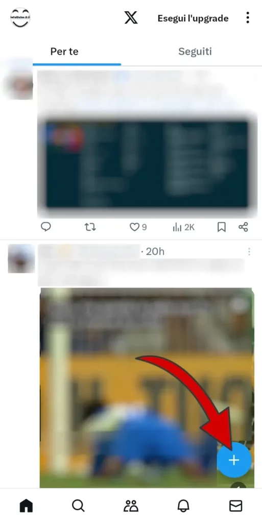 Clicca sul simbolo del più per pubblicare qualcosa su X.