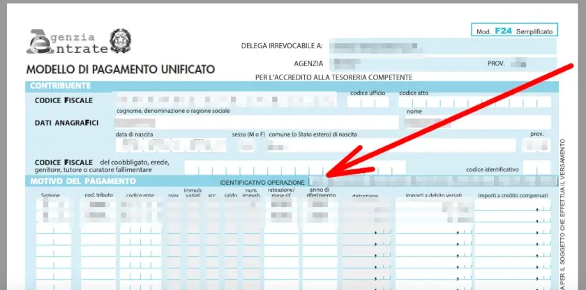 Trovi l'identificativo operazione sull'avviso di pagamento o sul modulo compilato.