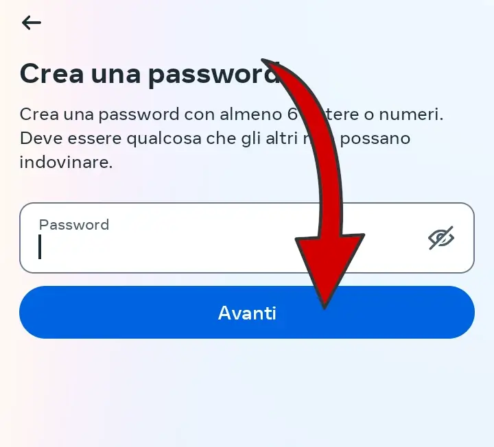 Crea una password per instagram di almeno 6 lettere o numeri.