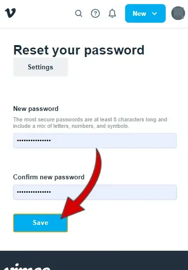 Inserisci una password da usare per accedere al tuo account Vimeo gratis