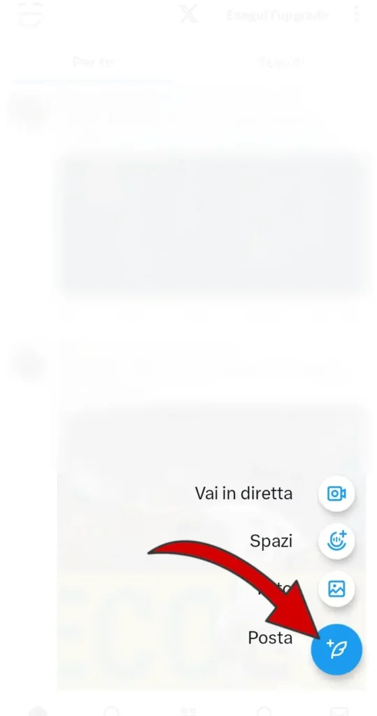 Scegli che tipo di contenuto pubblicare su X.