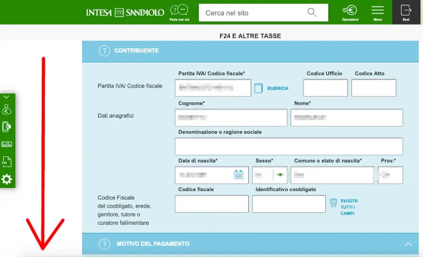 Inserisci i dati richiesti riferiti al F24 da pagare.