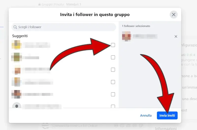 Devi invitare delle persone a iscriversi al gruppo.