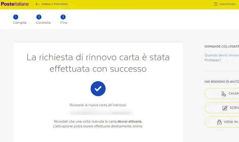 7 Rinnovare PostePay da Sito Poste - visualizza il messaggio di conferma e attendi ti arrivi