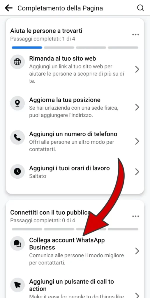 Puoi inserire il tuo sito, la posizione, un numero di telefono, gli orari, collegare whatsapp e altro.