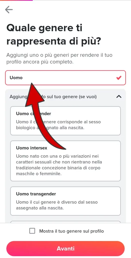 Seleziona quale genere ti rappresenta di più