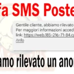 Truffa sms poste info con link da cliccare per risolvere anomalia