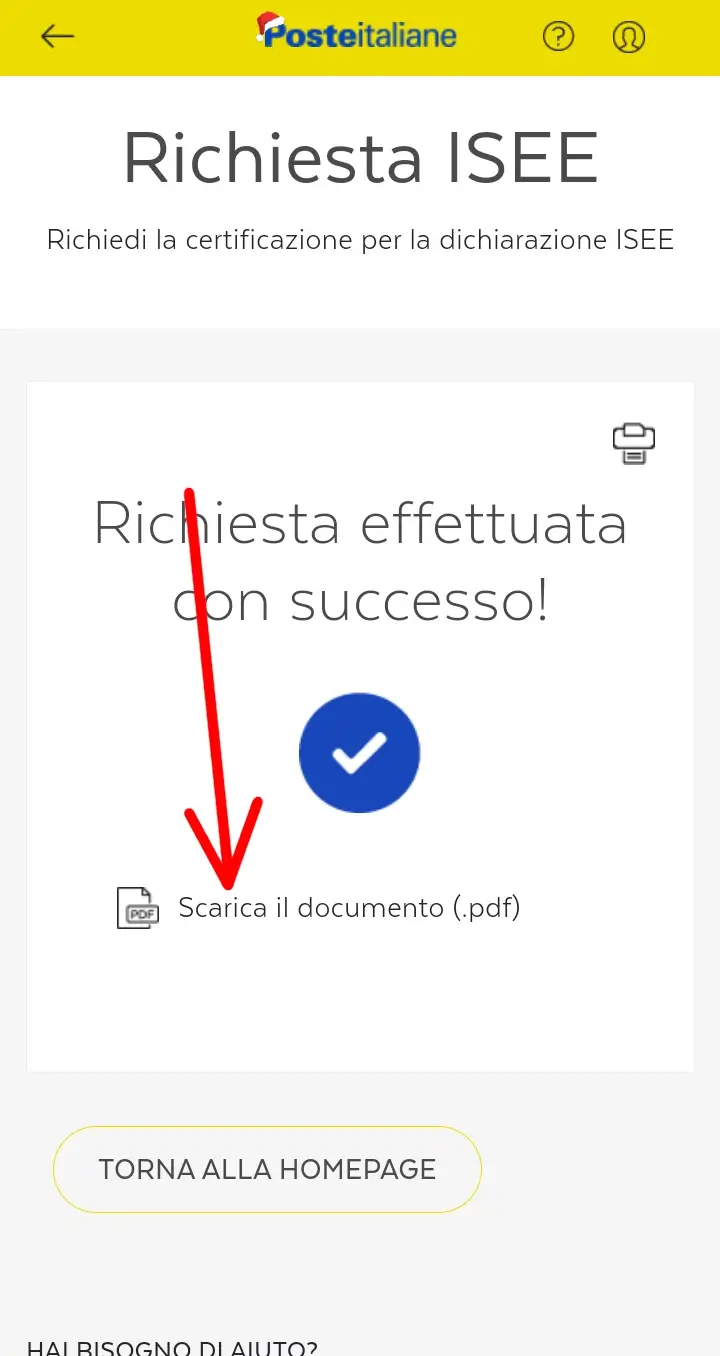 Passaggio 11 Clicca su Scarica il documento PDF per avere la certificazione pe l'ISEE.