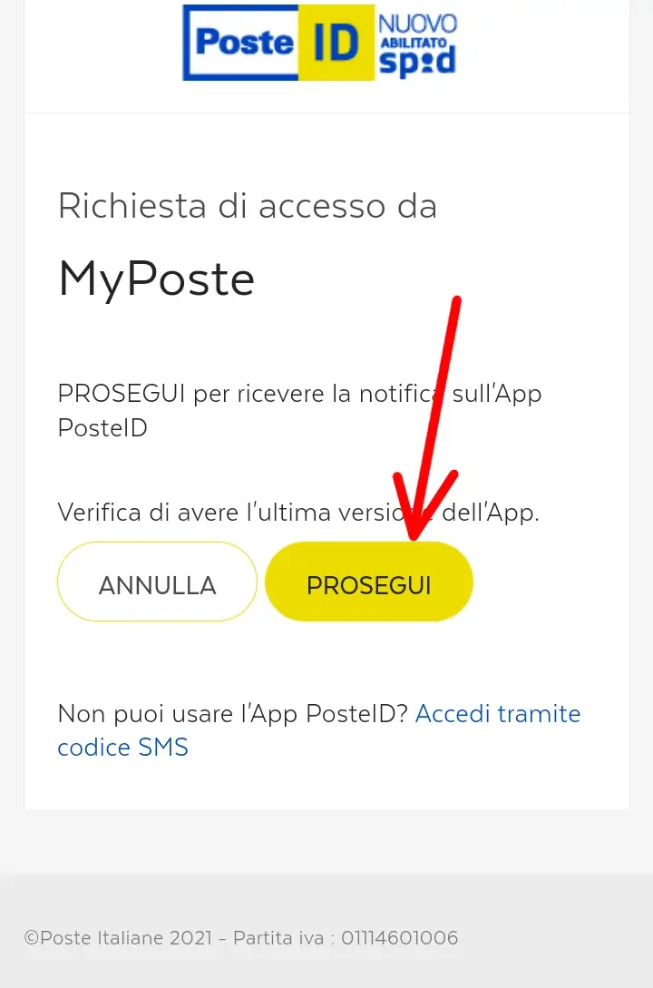 Passaggio 3 Completa la procedura di sicurezza per accedere all'area personale Poste Italiane.