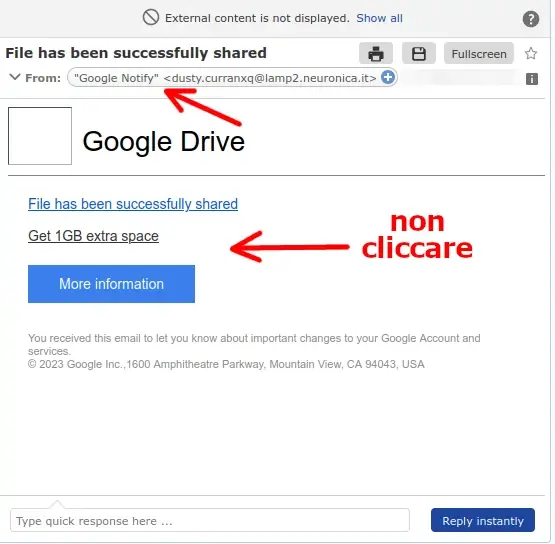 Email truffa imita google drive, come riconoscerla e come difendersi