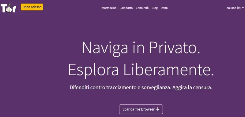Navigare anonimamente con Tor Browser