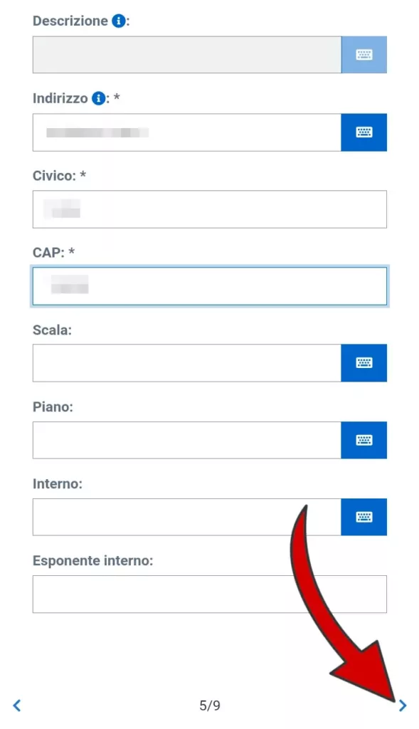 Passaggio 12 - inserisci i dati della nuova residenza