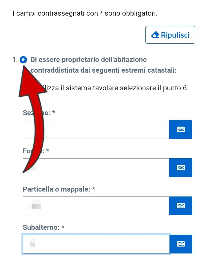 Passaggio 13 - indica a quale titolo occupi l'abitazione, ad esempio proprietario