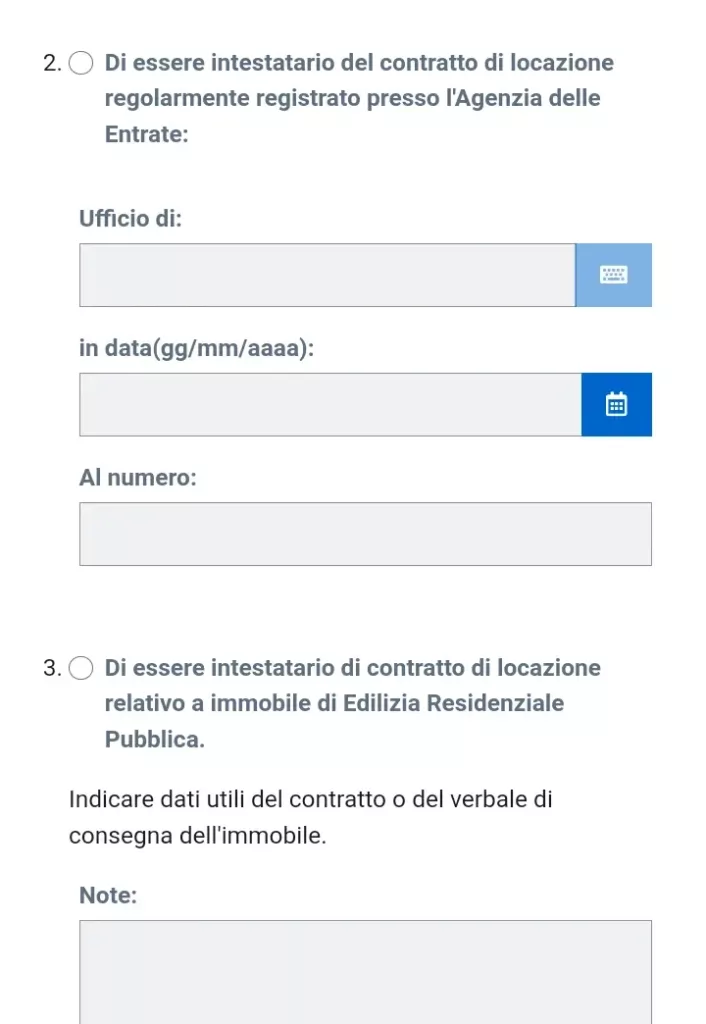 Passaggio 14 - puoi selezionare in affitto o in affitto presso edilizia residenziale pubblica