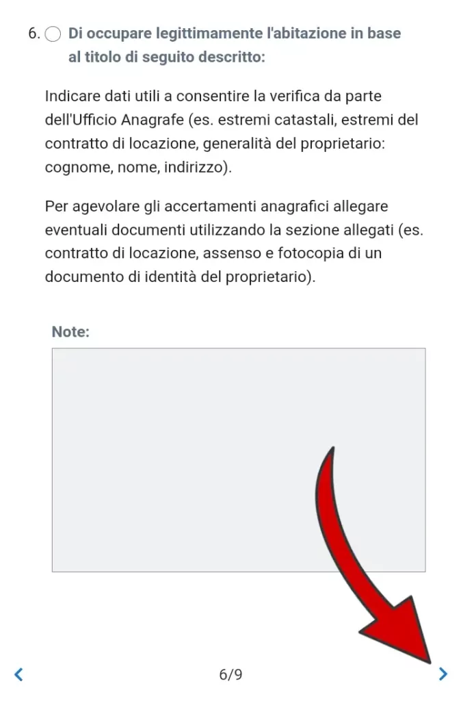 Passaggio 16 - il sesto punto è da selezionare per indicare a quale titolo si occupa l'immobile.