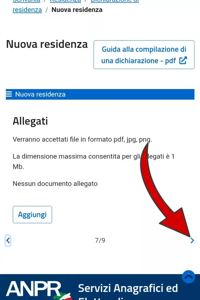 Passaggio 17 - puoi allegare eventuali documenti integrativi, come ad esempio il permesso di soggiorno