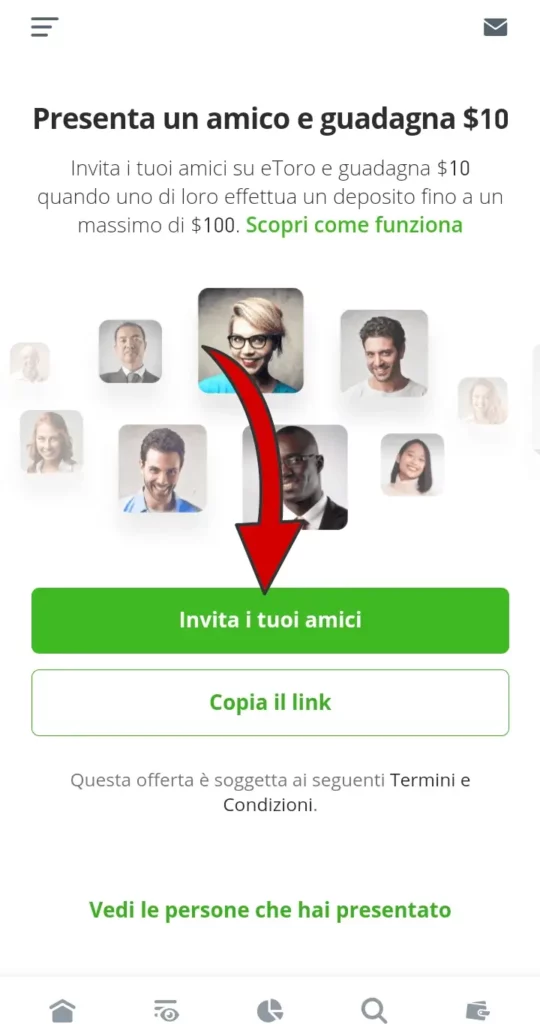 Puoi guadagnare fino a 100€ invitando i tuoi amici a iscriversi a eToro