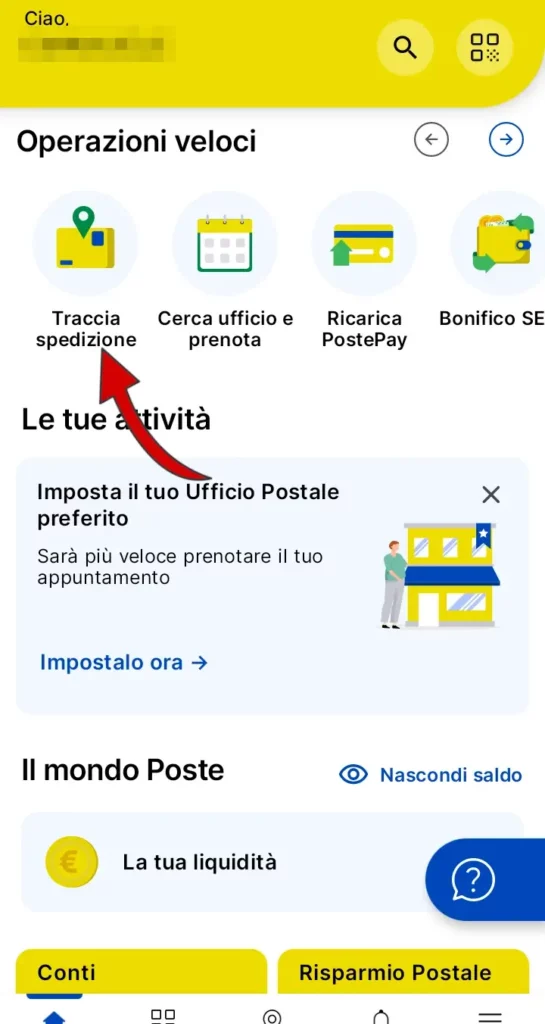 5 - traccia spedizione Poste italiane dall'applicazione Poste Italiane ex ufficio postale