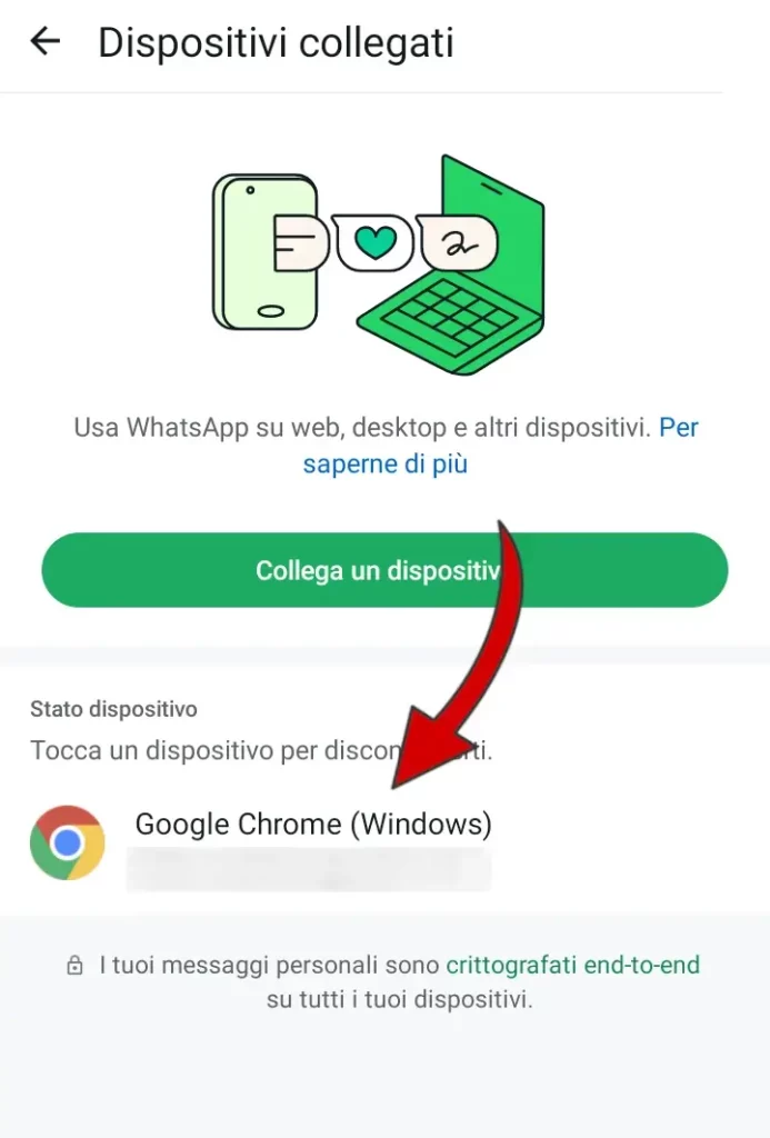 6 - gestisci i dispositivi collegati dal WhatsApp sul telefono
