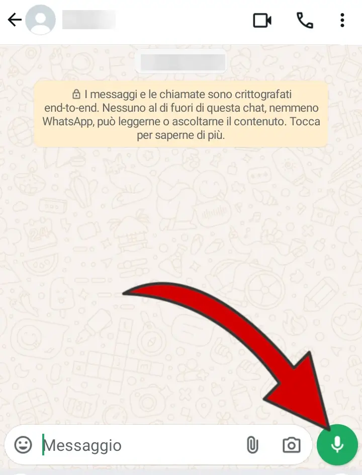 8 - puoi inviare un vocale whatsapp tenendo premuto il simbolo del microfono
