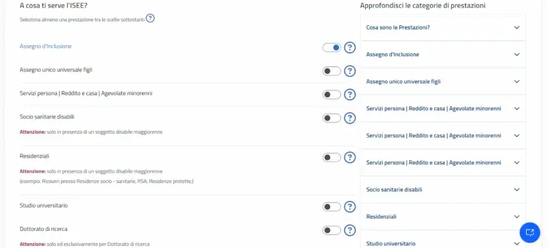 Passaggio 11 Devi selezionare le prestazioni di interesse per cui utilizzerai il tuo isee precompilato nel 2025.