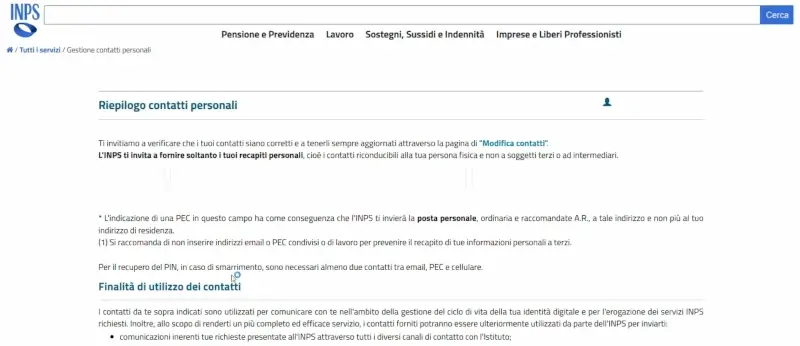 Passaggio 4 Verifica il riepilogo dei contatti inseriti per iniziare la tua dichiarazione DSU.