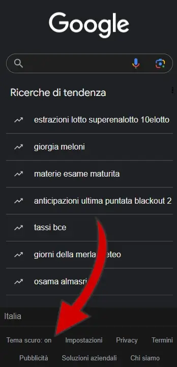 Come cambiare il colore di Google sul telefono per tornare allo schermo bianco da nero e viceversa.