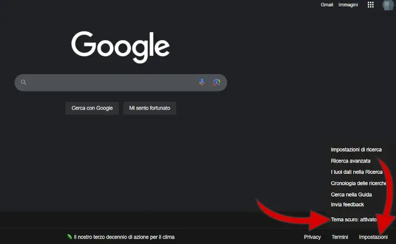 Come cambiare il tema scuro in tema chiaro e quindi cambiare il colore del browser google.